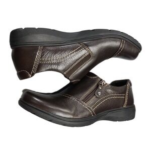 Clarks Collection Carleigh Ray Casual Shoes Womens US 10M Brown Leather Side Zip